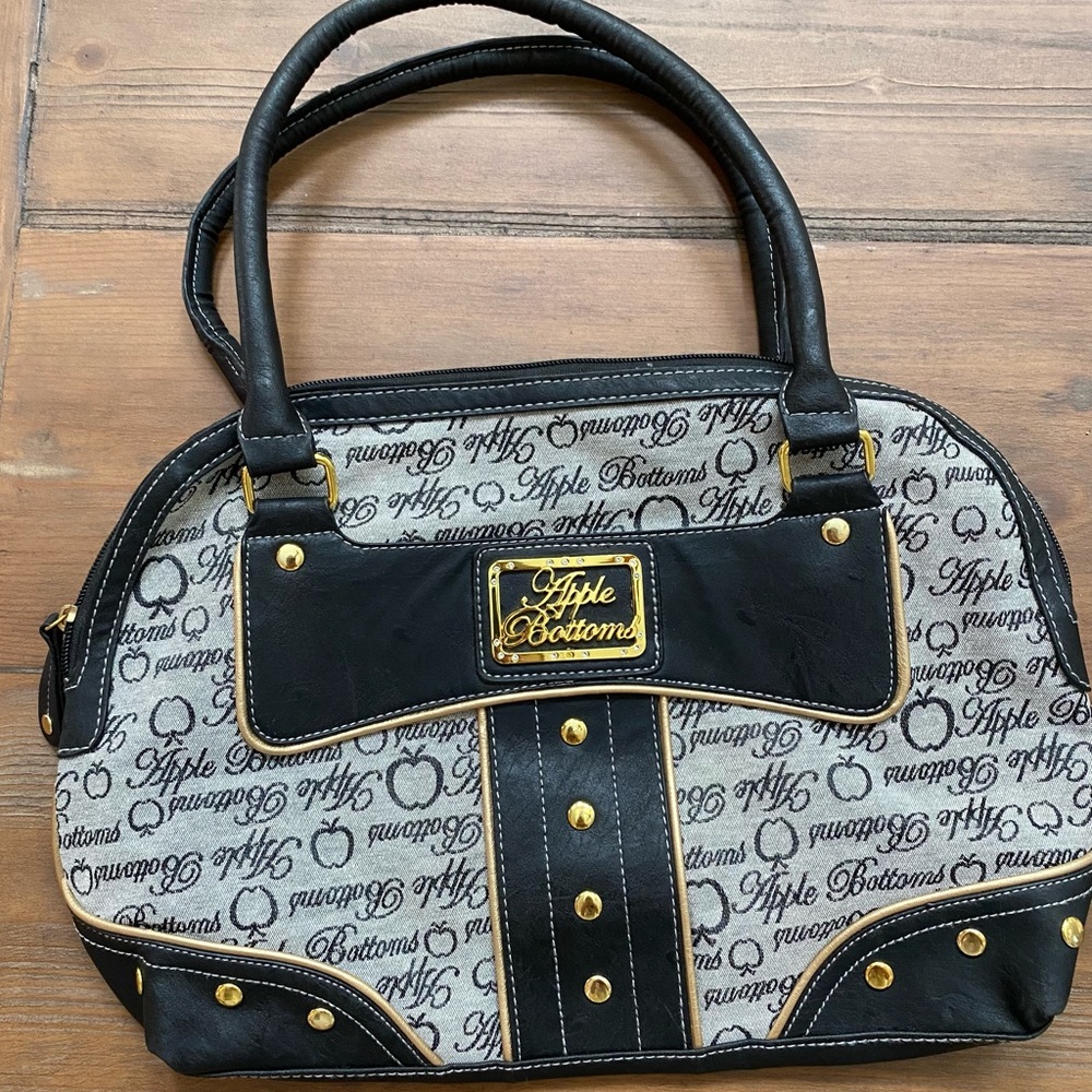 Apple Bottom Gray and Black Purse Medium